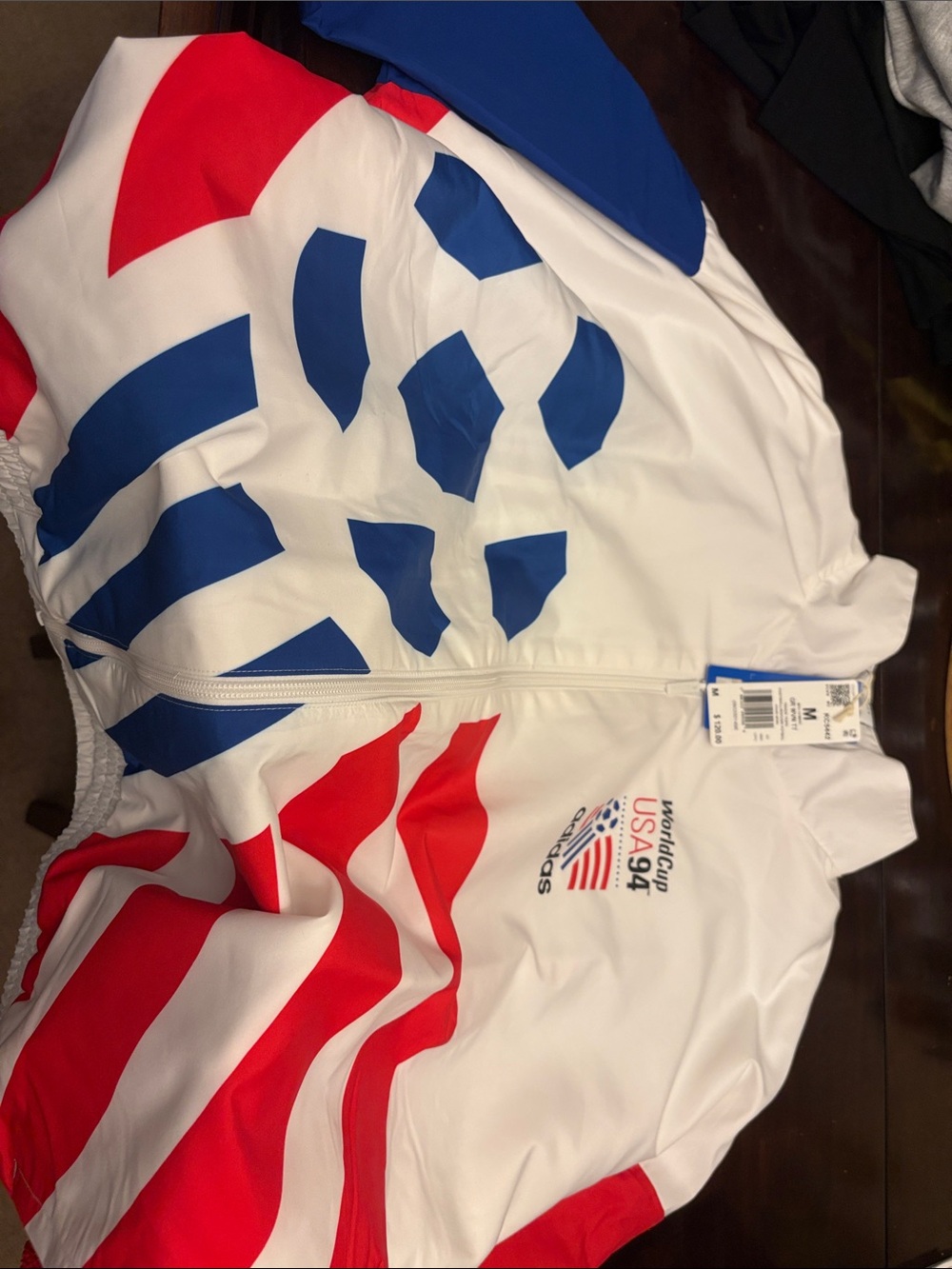 adidas Kids White Red & Blue One-Piece USA Graphic Bodysuit